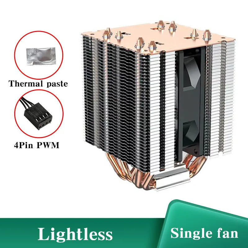 6 Heat Pipe CPU Cooler 4Pin PWM PC Quiet Air Cooler Fan for Intel LGA 1366 1700 1200 1150 1151 1155 2011 X79 X99 AM3 AM4 AM5