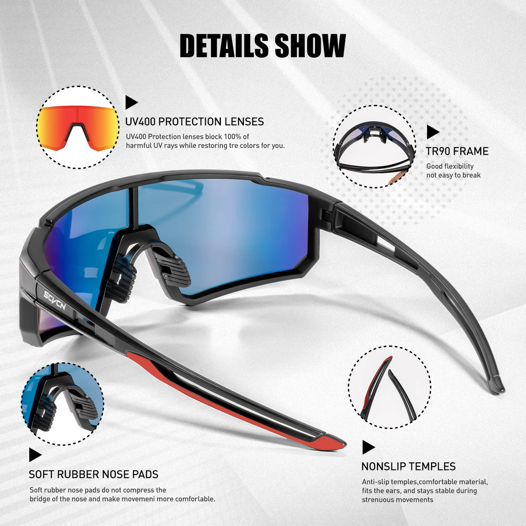 SCVCN new Outdoor Cycling Sunglasses Men MTB Bike Glasses  Sports Mountain Climbing fishing Women Bicycle Cycling UV400 Goggles
