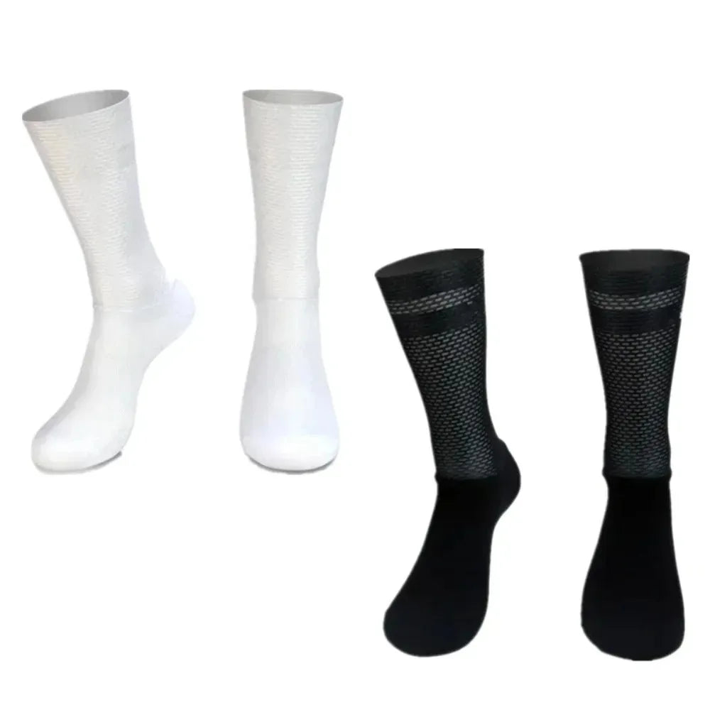 2025 Aero Socks Anti Slip Silicone Cycling Socks Men Bicycle Sport Running Bike Socks Calcetines Ciclismo