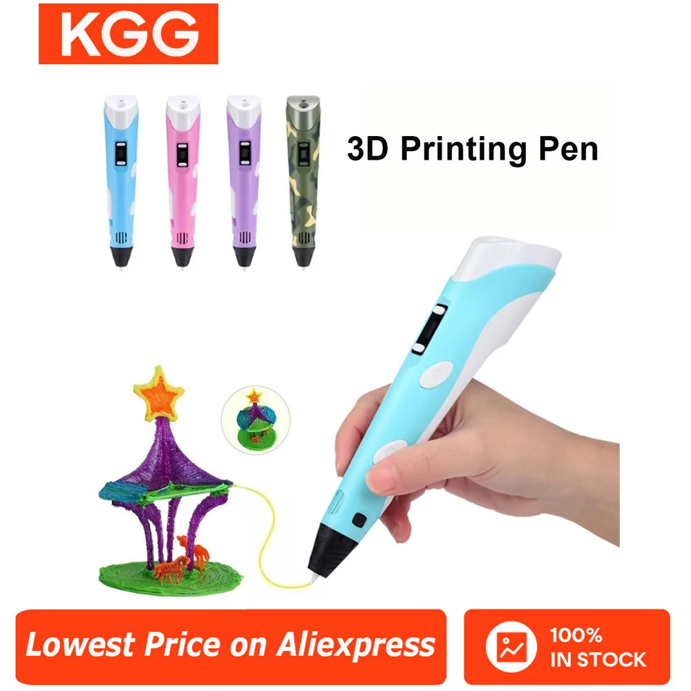 3D Pen LED Screen DIY 3D Printing Pen PLA Filament 3D Printer Pen Drawing Stift Creative Toy Gift For Kids Design Drawing
