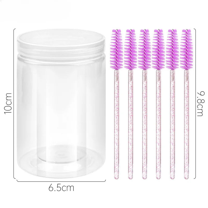 CNKESS 50Pcs/Bottle Disposable Eyelash Extension Mascara Wand Glitter Micro Lash Brushes Spoolie With Container Case Wholesale