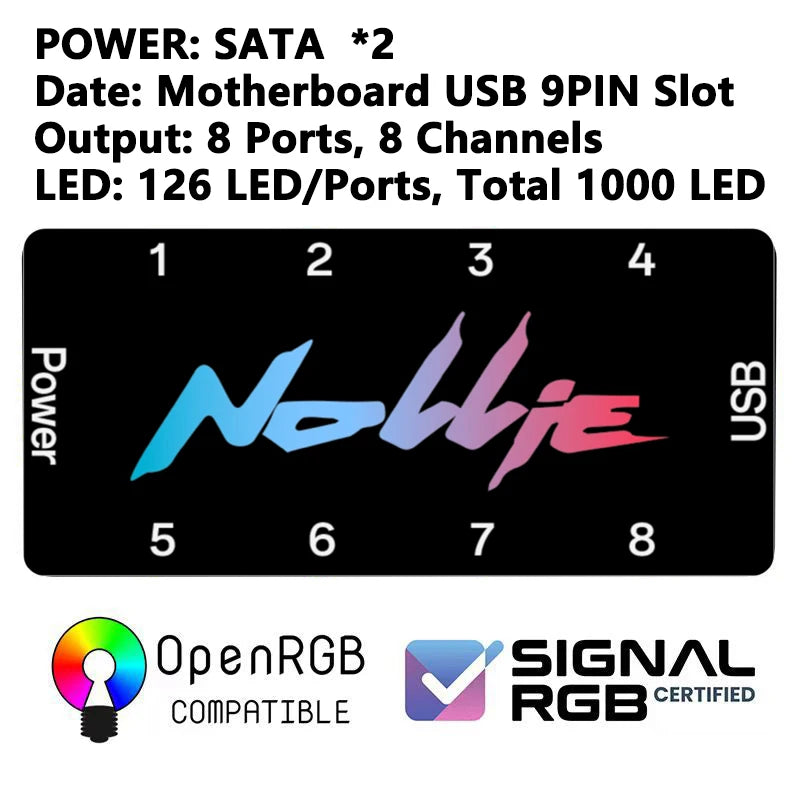 Nollie SignalRGB OpenRGB Universal 5V 3PIN ARGB Asynchronous Controller HUB For Computer PC Case Cooling Fans Light Strip
