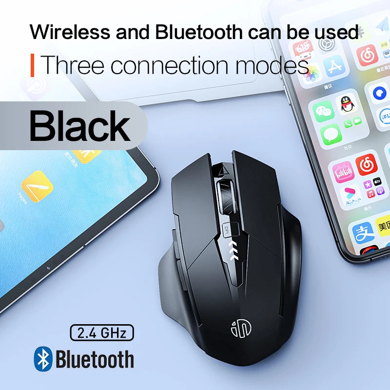 Bluetooth Compatible Mouse Rechargeable 2.4G INPHIC Wireless Mouse Office Mute Support PC Laptop Tablet Smartphone Universal