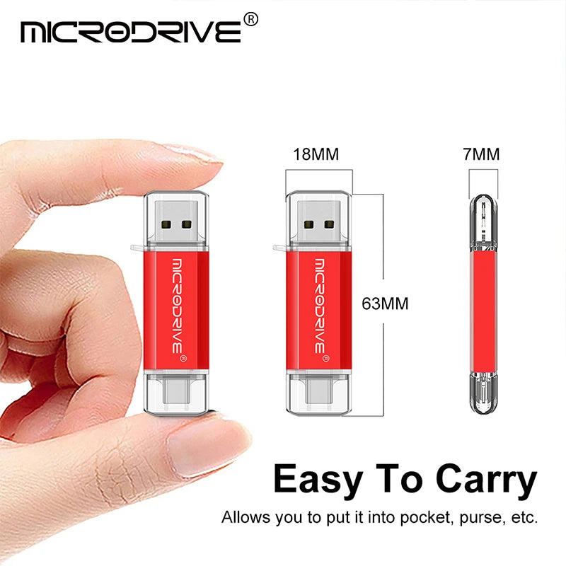 Pendrive Type C OTG USB Flash Drive 128GB 64GB 32GB 16GB 8GB 4GB USB Memory Stick 2.0 Pendrive High Speed for Type-C Device