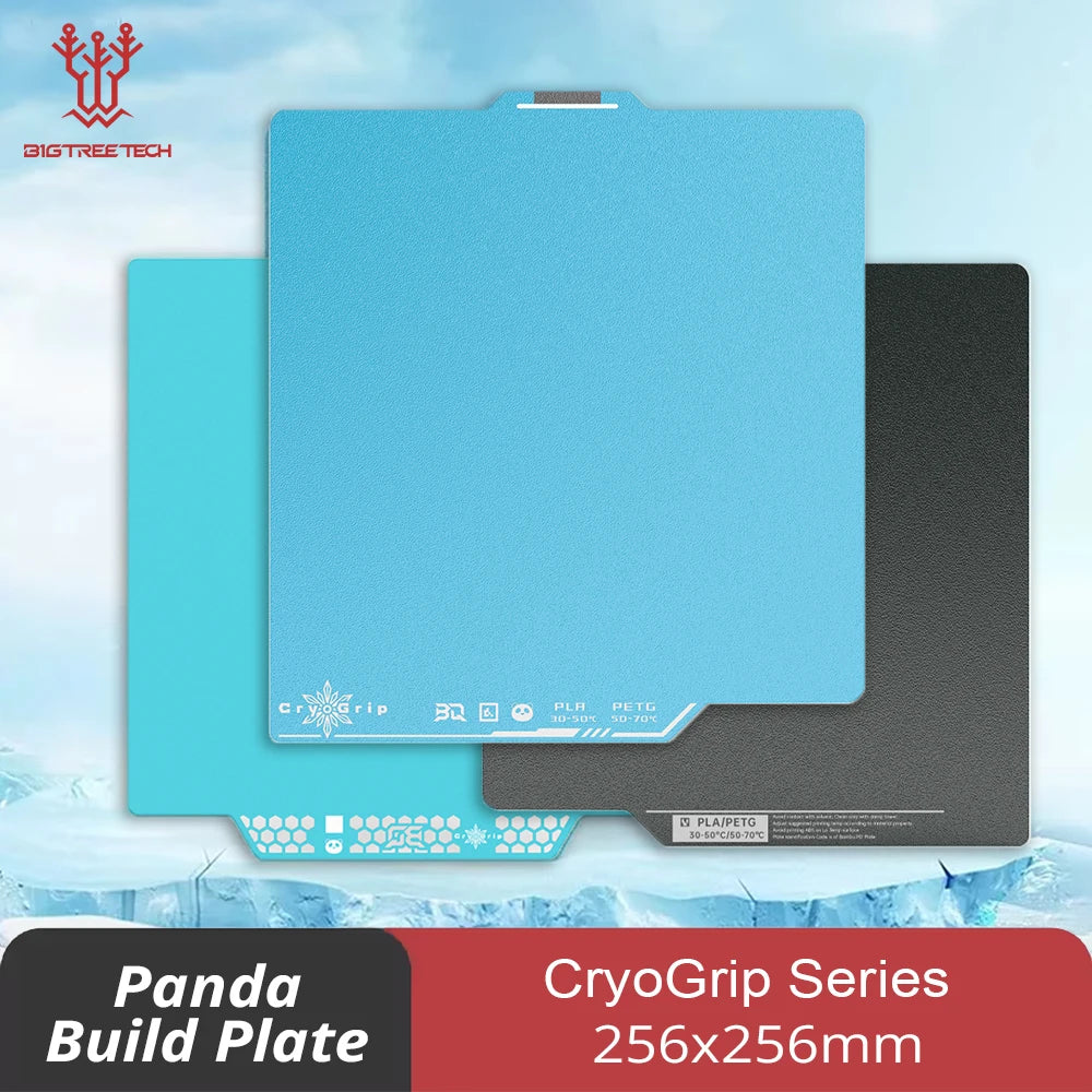 BIQU Panda Build Plate CryoGrip Coating No Clog 256x256mm Spring Steel Double-sided Textured for BambuLab P1 X1 3D Printer