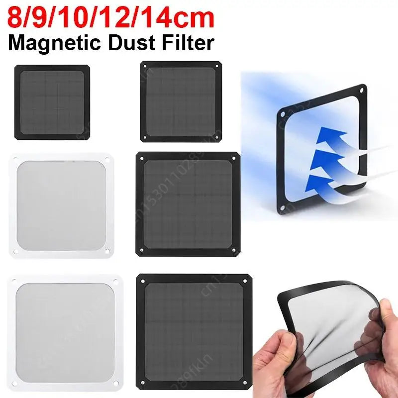 LDPCSJ 8cm 12cm 14cm PC Chassis Cooling Fan Dust Filter Magnet Dustproof Mesh Cover Computer Chassis Net Guard with Hole