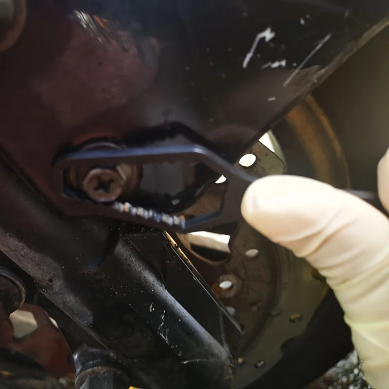 1pc Multi functional black 150mm long T-shaped wrench, adjustable self tightening double head wrench, portable manual tool for a