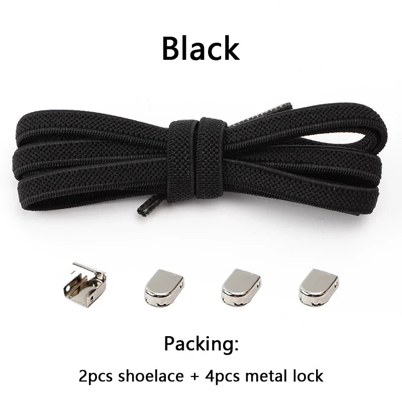 No Tie Shoe Laces Flat Elastic Shoelaces for Sneakers Tieless Shoelace Expand Shoestrings One Size Fits All Adult and Kids Shoes
