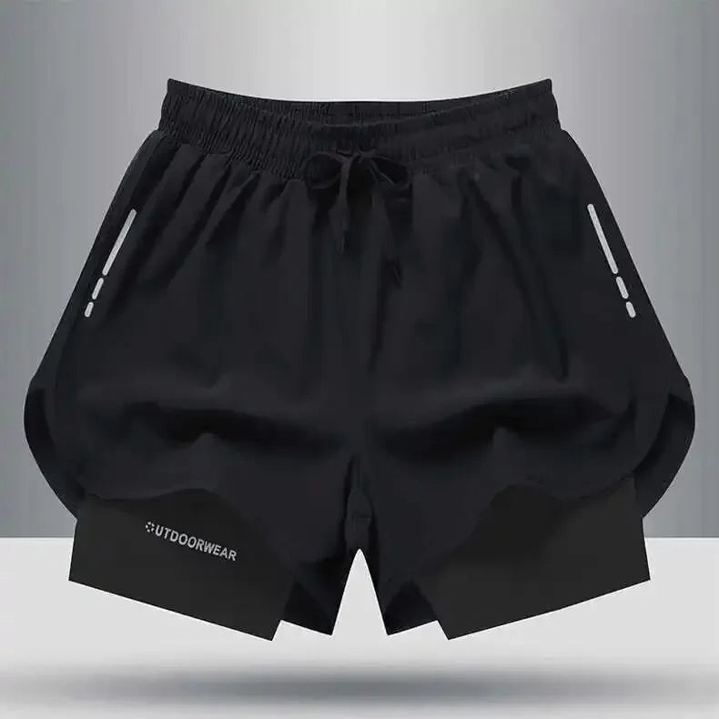 5/1Men's Aloe Pants Athletic Shorts Two-Layer Swim Trunks: Stylish, Quick-Drying & Comfortably Fit for Beach, Pool & Hot Spring!