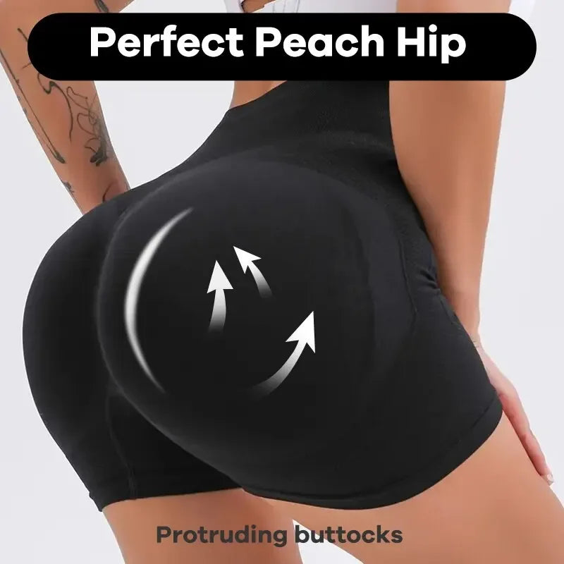 CZGUKE Women High Waist Workout Shorts Butt Lifting Tummy Control Ruched Booty Smile Yoga Short Pant