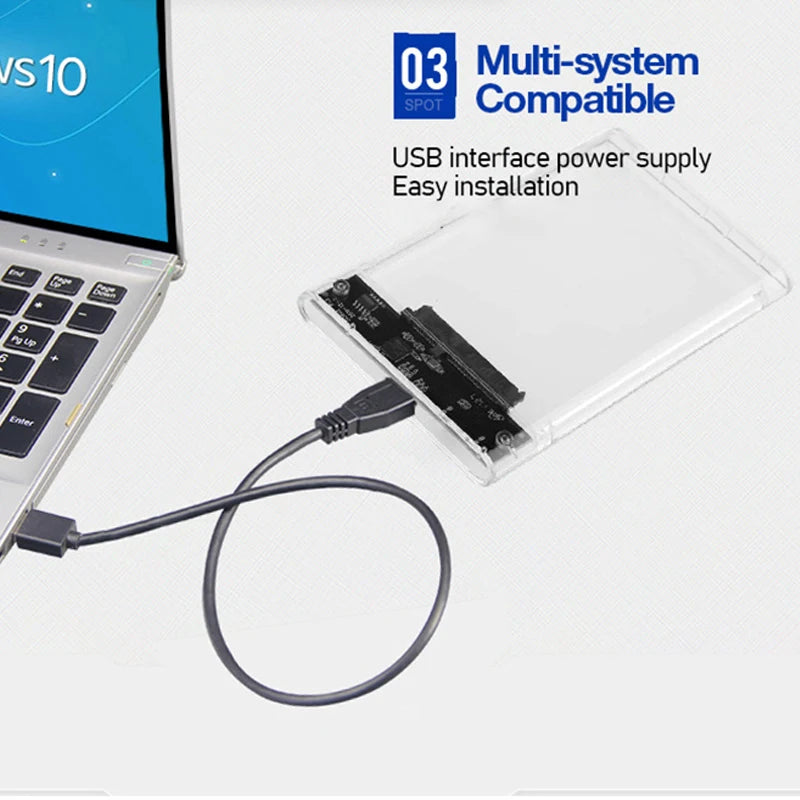 External Hard Drive Transparent 2.5 Inch HDD SSD Case Micro-B To USB3.0 4TB Drive Housing Compatible UASP SATA III Laptop PC