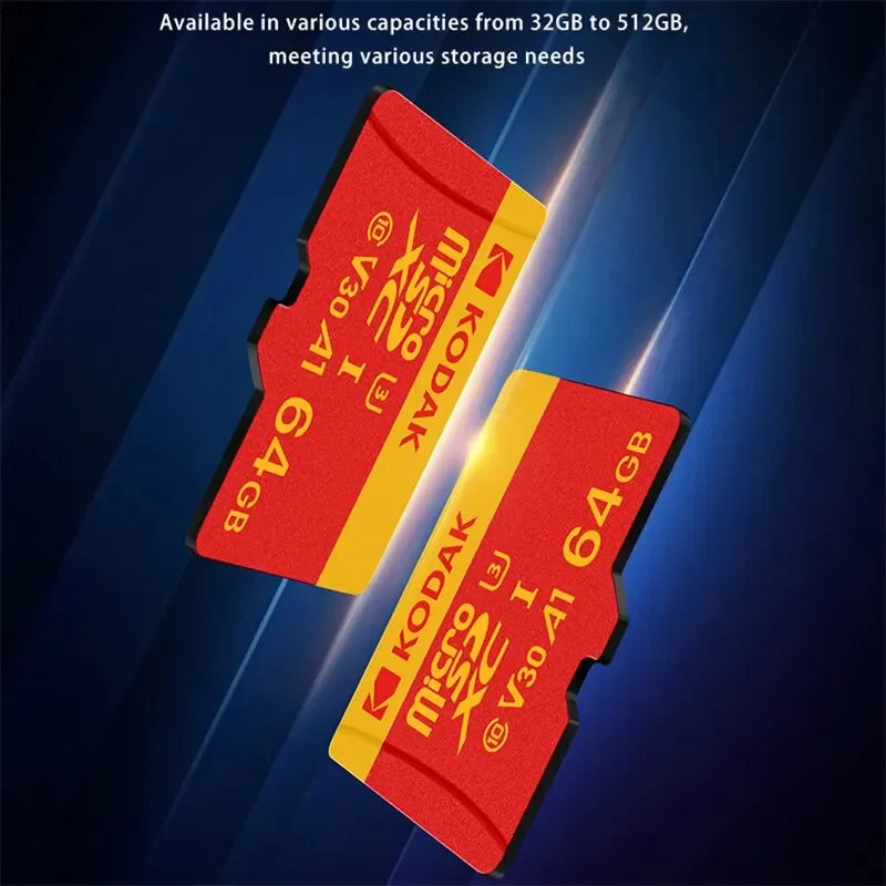 KODAK Micro SD Card Class10 U3 Memory Card MicroSD 64GB 128GB 256GB SD/TF Flash Card on For Smartphone Tablet Camera