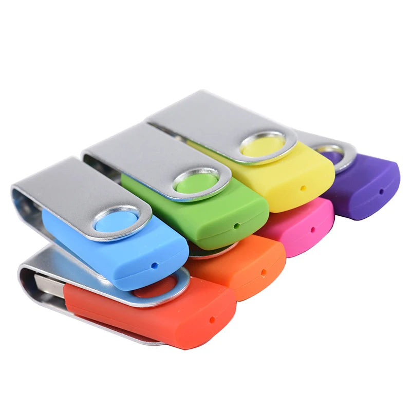 JASTER Rotatable Colorful USB 2.0 Flash Drive 128GB Creative Gift Memory Stick 64GB Silver Clip Pen Drive 32GB U Disk 16GB 8GB
