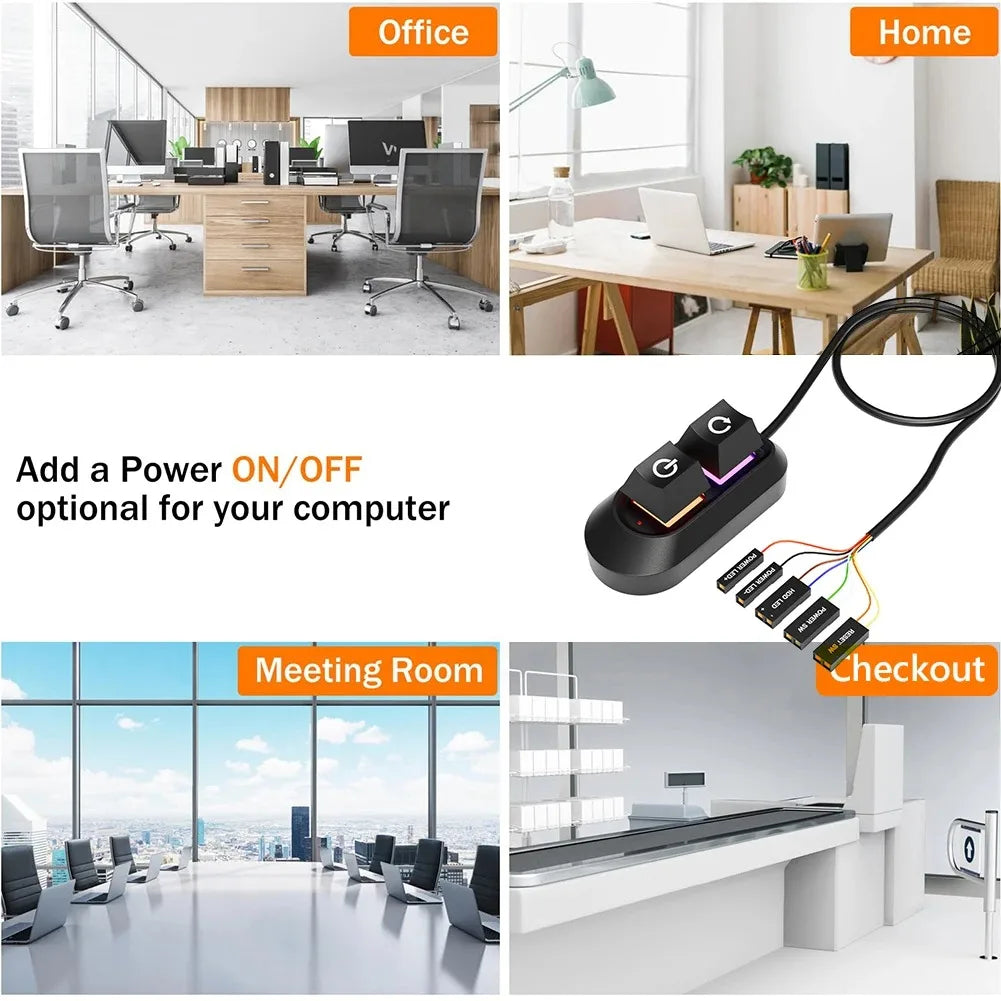 2M Mechanical Key External Power On Off Motherboard Switch On Off Power SW Cables PC Power Switch Button for Home Office PC Case