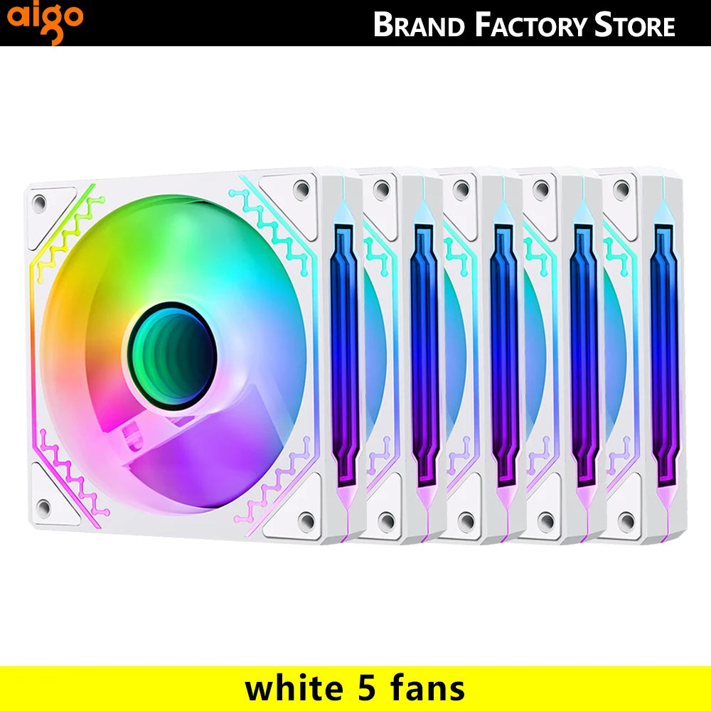 aigo Air12s PC Case Fan 12cm 4Pin 5V 3Pin ARGB Cyclic Mirror Light Effect PWM CPU 120mm Cooling Fan infinite space ventilador