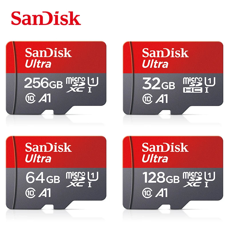100% Original SanDisk Micro tf Card 256GB 128GB 64GB 32GB A1 Class 10 Memory Card UHS-1 TF Flash Card for Samrtphone/PC