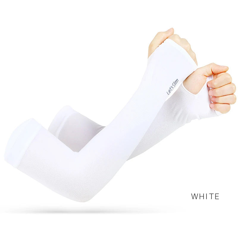 Anti-UV Arm Covers for Men Women Cycling Fingerless Gloves Summer Sport Ice Silk Cool Scarf Silk Elastic Arm Covers Driving