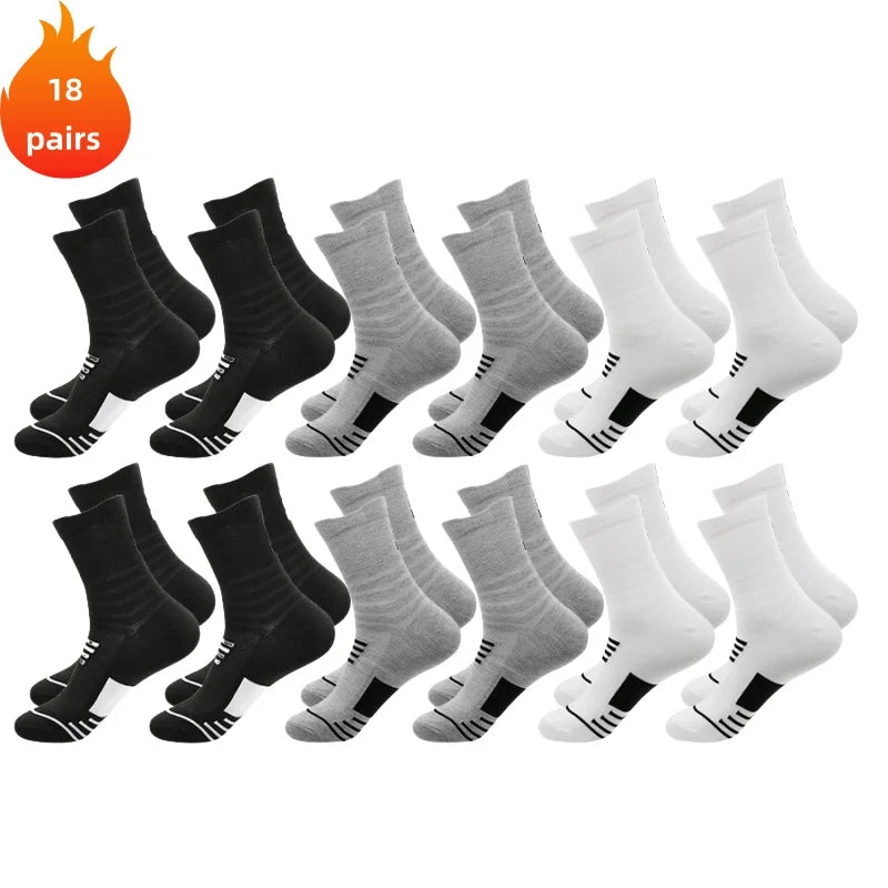 3 Pairs Men's Comfort Fit Cushion Performance Athletic Crew Socks For Outdoor Sports