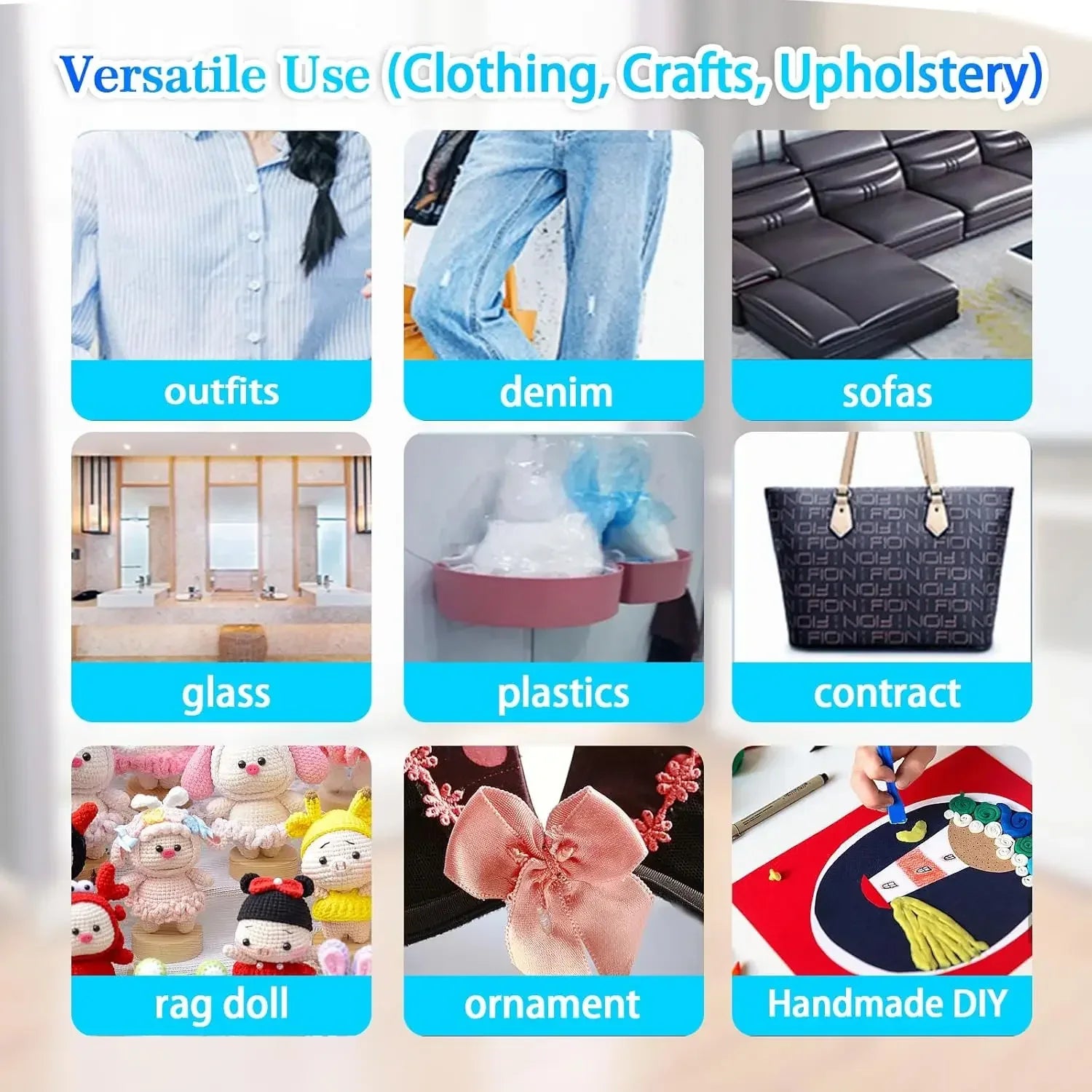 Multipurpose Strong Fabric Patching Glue Seam Adhesive Waterproof Agent Permanent Bonding Clothing Textiles Repair Tool 15/60ml