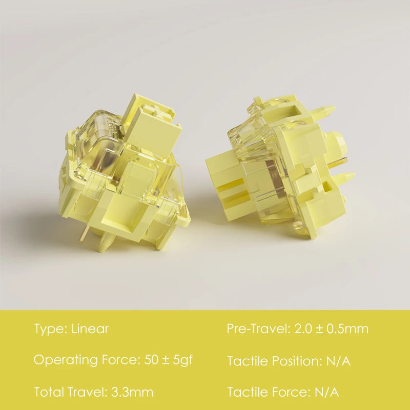 Akko V3 Cream Yellow Pro Switch 5 Pin 50gf Linear With Stable Dustproof Stem For Mx Mechanical Keyboard (45 pcs)