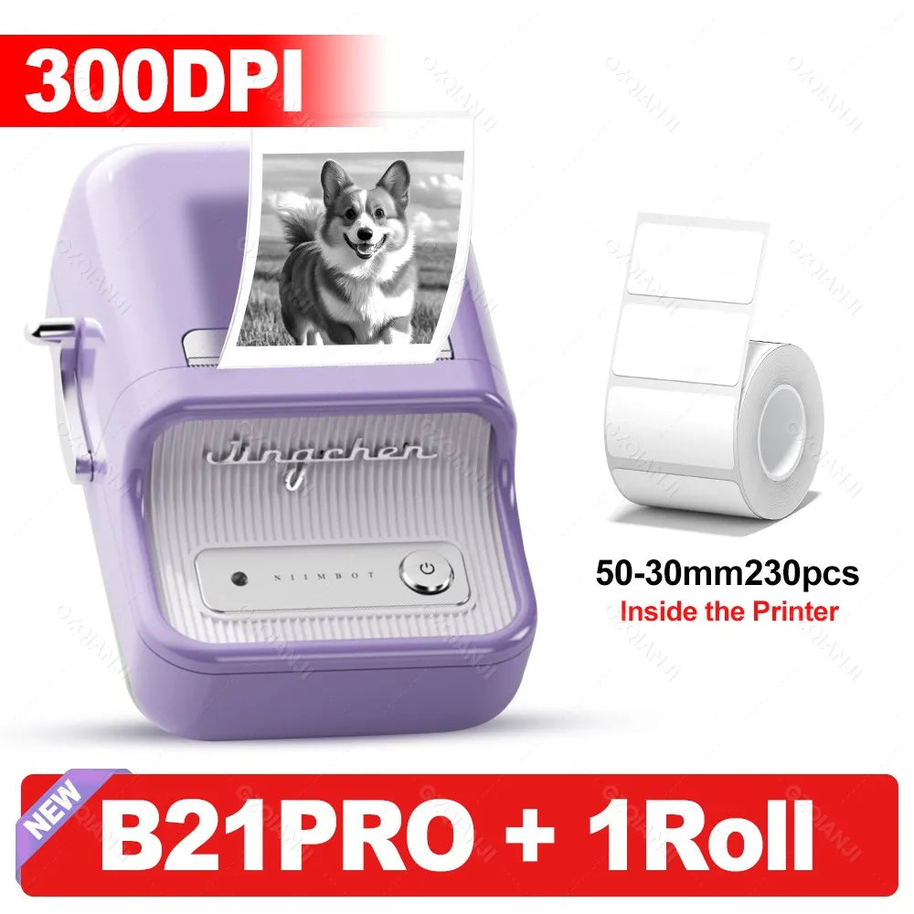 Niimbot 200dpiB21 300dpi B21PRO Label Maker Tag Price Portable Thermal Label Printer with White Photo Labels for Bakery/Business