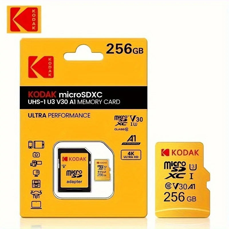 Kodak 32GB-256GB MicroSDCC Memory Card - U3, 4K, A1, UHS-I, C10, TF Memory Cards for Cameras, Smartphones, and Tablets