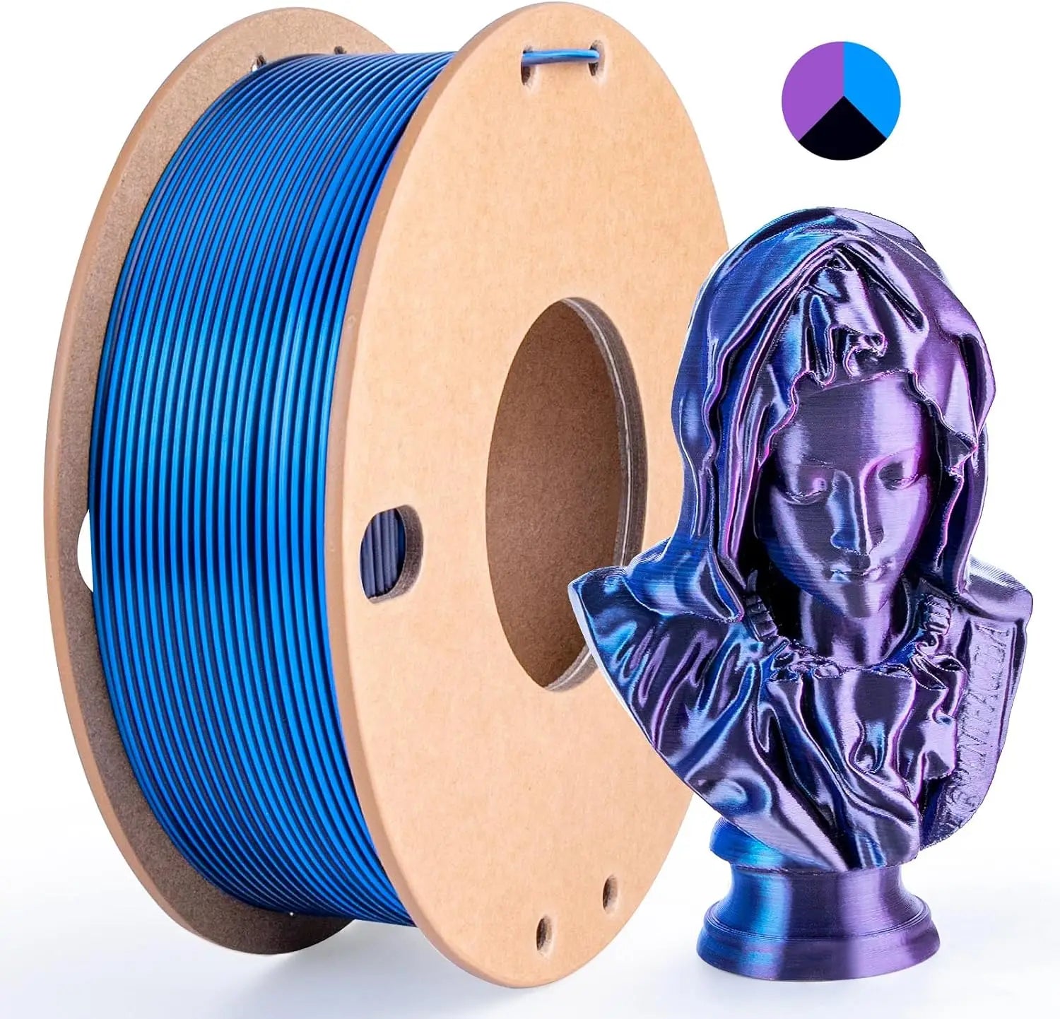 Multicolor 3D Printer Filament,Dual/Tri Color 1.75mm PLA Silk Shiny Printing Filament,250g(0.55lbs) Fit Most FDM 3D Printer