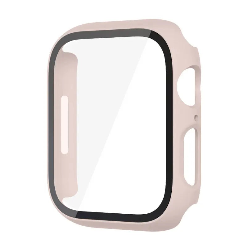 Glass+Case For Apple Watch 8 7 45mm 44mm 41mm 40mm PC Screen Protector Cover iwatch Series 3/4/5/6/SE/7/8 SmartWatch Accessories
