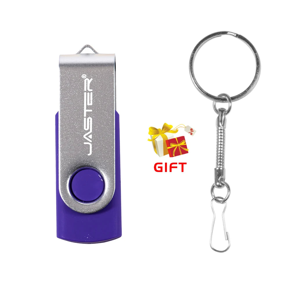 JASTER Rotatable Colorful USB 2.0 Flash Drive 128GB Creative Gift Memory Stick 64GB Silver Clip Pen Drive 32GB U Disk 16GB 8GB