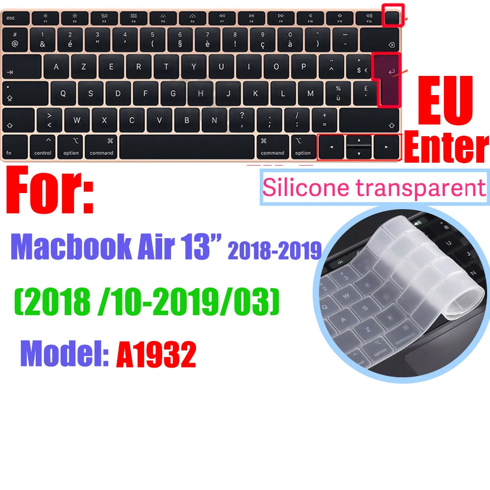 CaseBuy Premium Silicone Keyboard Cover Ultra Thin for MacBook Pro 14 16" M4 M3 M2 M1 Pro/Max, Air 15" 13.6" M3 M2, Cl
