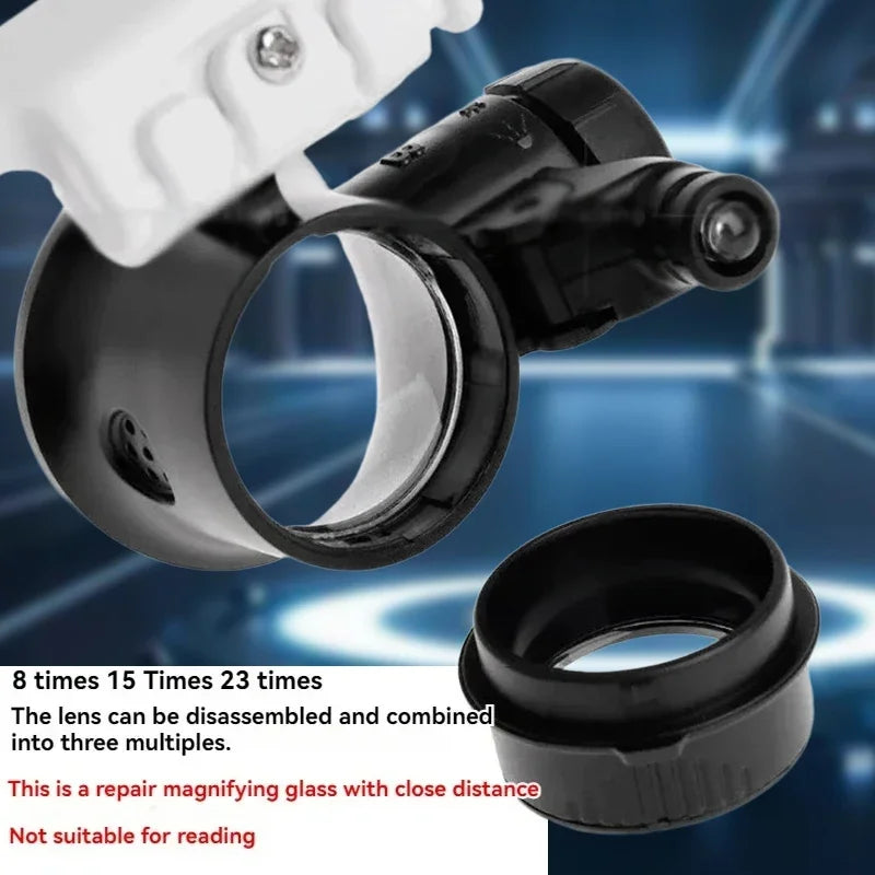 Magnifying Glass 8X/15X/23X Jeweler Watchmaker With LED Light Telescopic Headband Magnifier Glasses Reading Loupes Eyewear