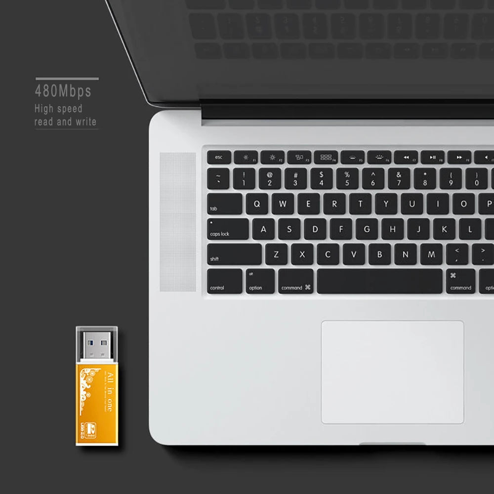 Alloy Card Reader 4 Ports USB2.0 Micro SD TF M2 MS Pro Duo MMC SDHC DV Phone Camera Memory Card Adapter with LED Indicator