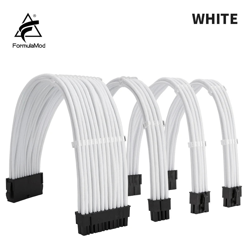 FormulaMod NCK1 Series PSU Extension Cable Kit , Solid Color Cable Solid Combo 300mm ATX24Pin PCI-E8Pin CPU8Pin With Combs