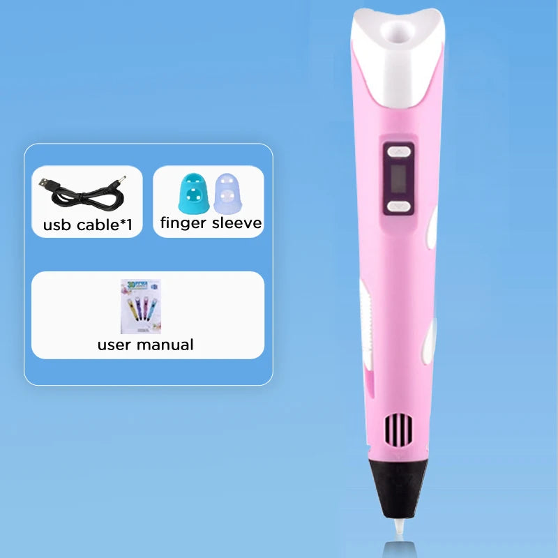 3D Pen Drawing Printing Pen With LCD Screen Compatible PLA Filament Toys Safe Paiting for Children DIY Christmas Birthday Gift