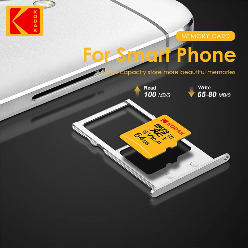 KODAK Micro SD Card RED Memory Card with Adapte 32GB MicroSDHC 64GB MicroSDXC MicroSD C10 A1 TF Flash Cards Cartao De Memoria