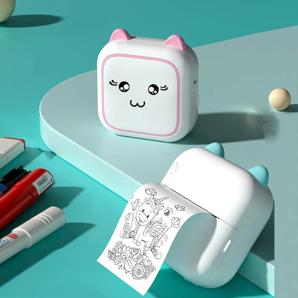 Portable Mini Thermal Photo Printer Cordless Label Printer Rechargeable Design Compact for Text Photos and Symbols for Printing