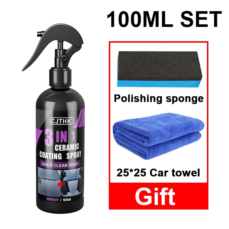 3 in 1 Car Ceramic Liquid Coating Spray Nano Crystal Hydrophobic Layer Polishing Agent High Gloss Paint Protection Wax Car Care