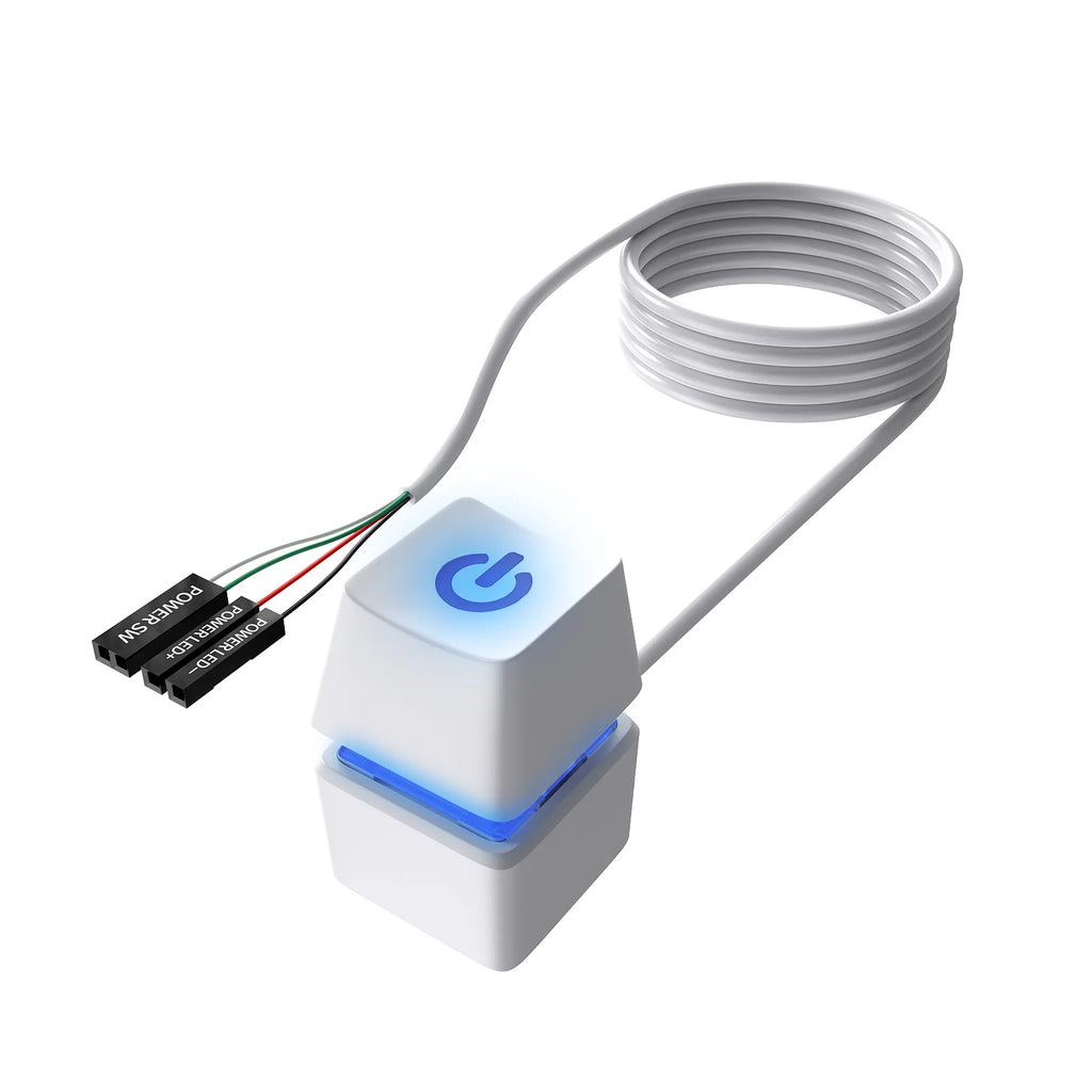 COOLCIRC LED Light Computer Desktop Round Power Switch PC Motherboard External Start Power Button Extension Cable for Home