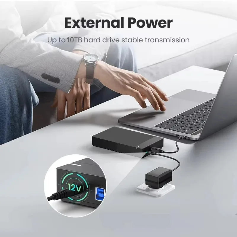 2.5/3.5 inch HDD Case USB3.0 Hard Drive Enclosure SATA to USB 3.0 External Hard Drive Reader 10TB Adapter for PC Laptop