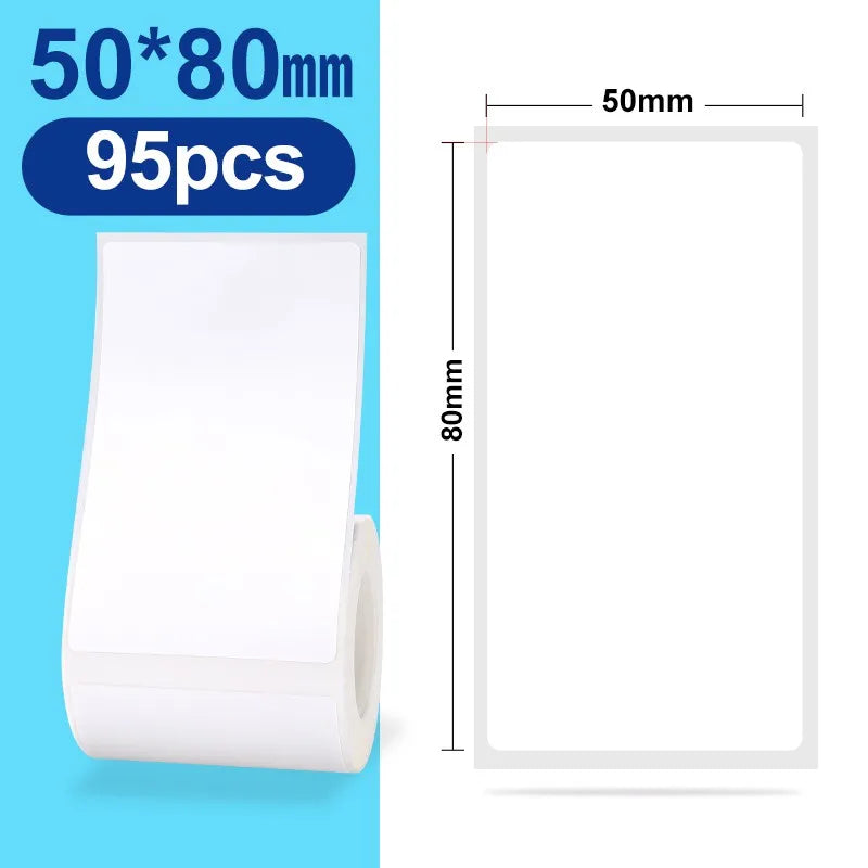 30-50mm Niimbot B21 B1 B3S Printer Label Paper Roll White Sticker Print Papers Rolls Tear-proof Water Oil-proof Adhesive
