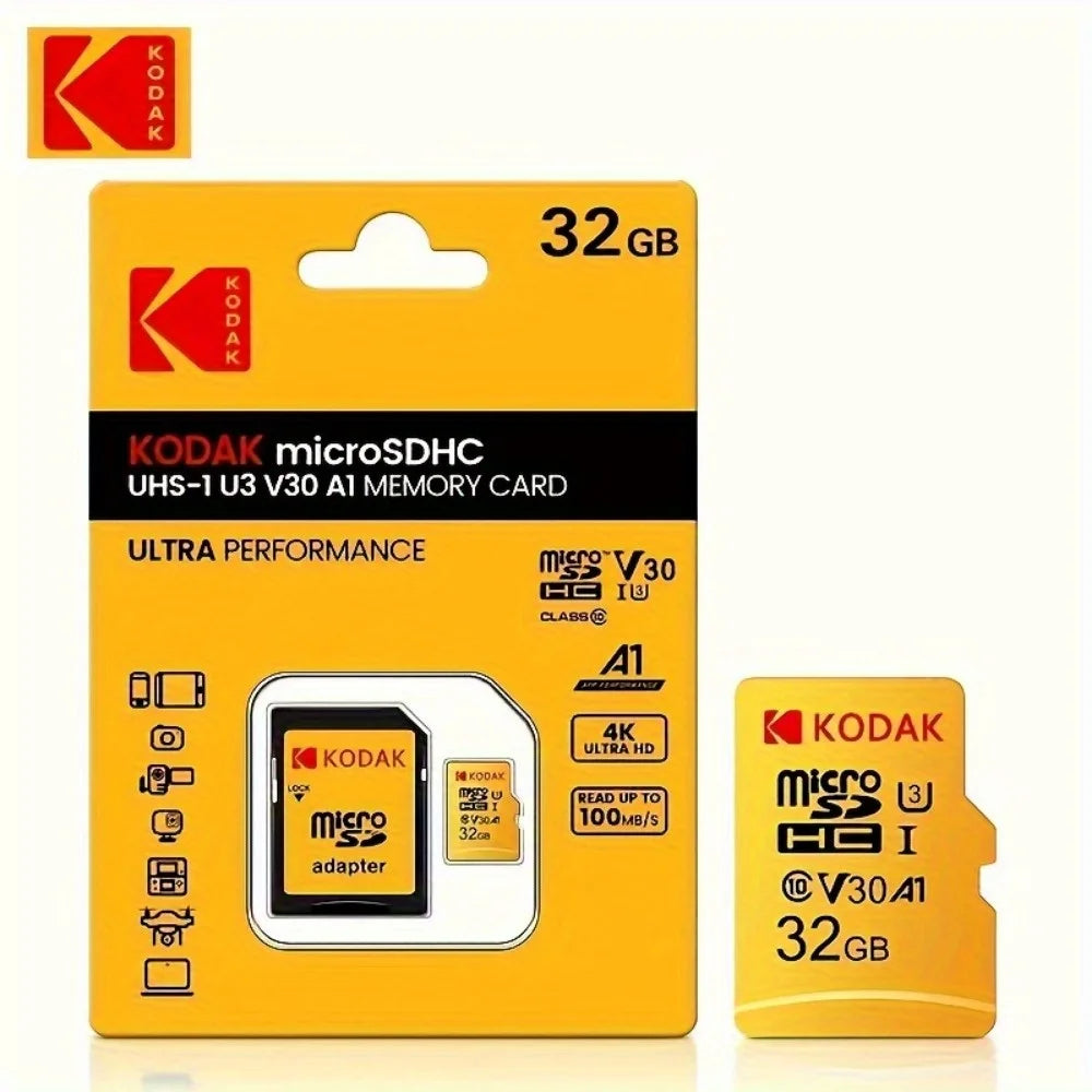 Kodak 32GB-256GB MicroSDCC Memory Card - U3, 4K, A1, UHS-I, C10, TF Memory Cards for Cameras, Smartphones, and Tablets