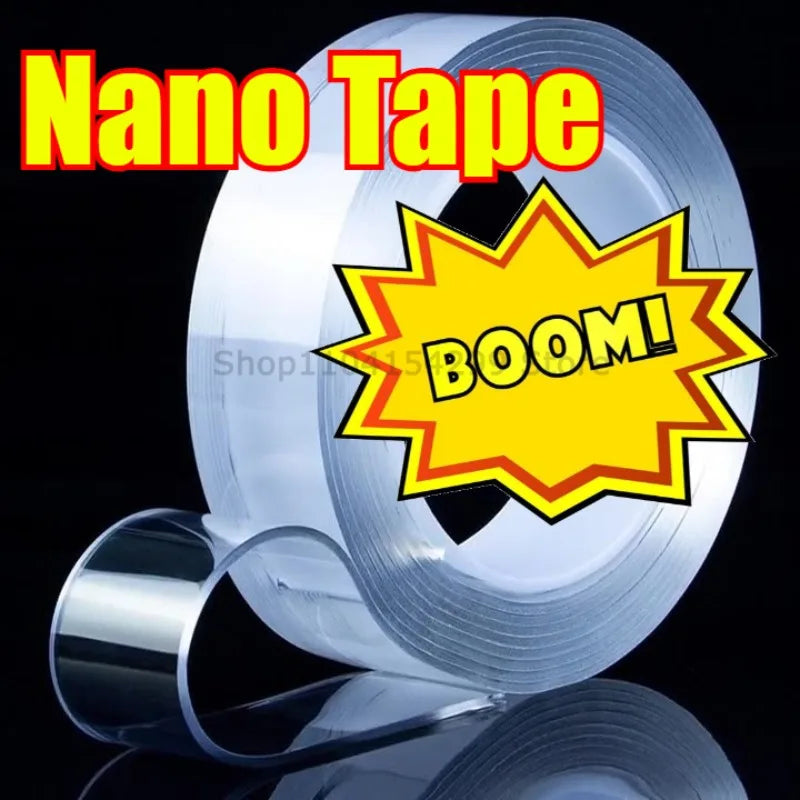 Nano Tape Double Sided Tape Transparent Reusable Waterproof Adhesive Tapes Cleanable Kitchen Bathroom Supplies Tapes