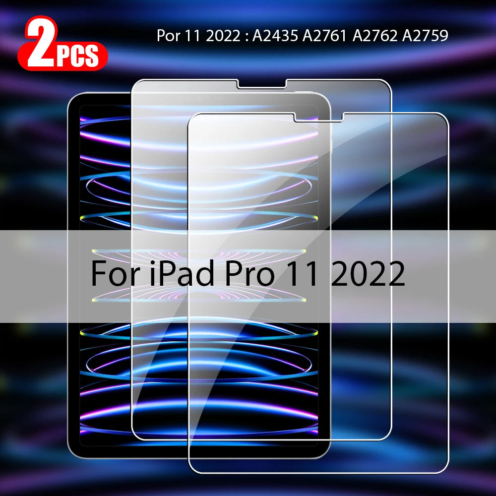 2Pcs Tempered Glass Screen Protector For Ipad Pro 13 12.9 M4 Air 11 M3 M2 5 4 Mini 6 7 9 9th 10 10th Generation A16 Accessories
