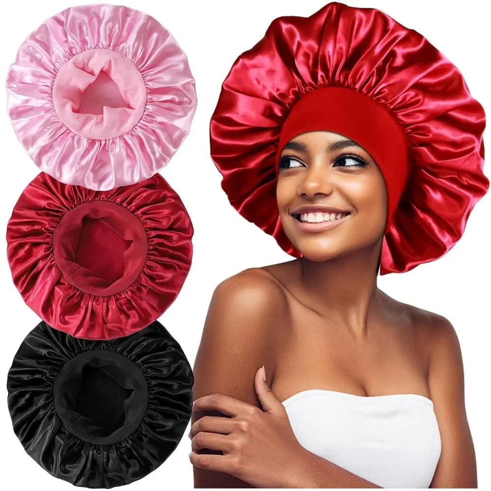 Satin Wide-brimmed Nightcap Styling Silk Headband for Sleeping Nightcap with Elasticated Floppy Band Cap Hair Shower Cap
