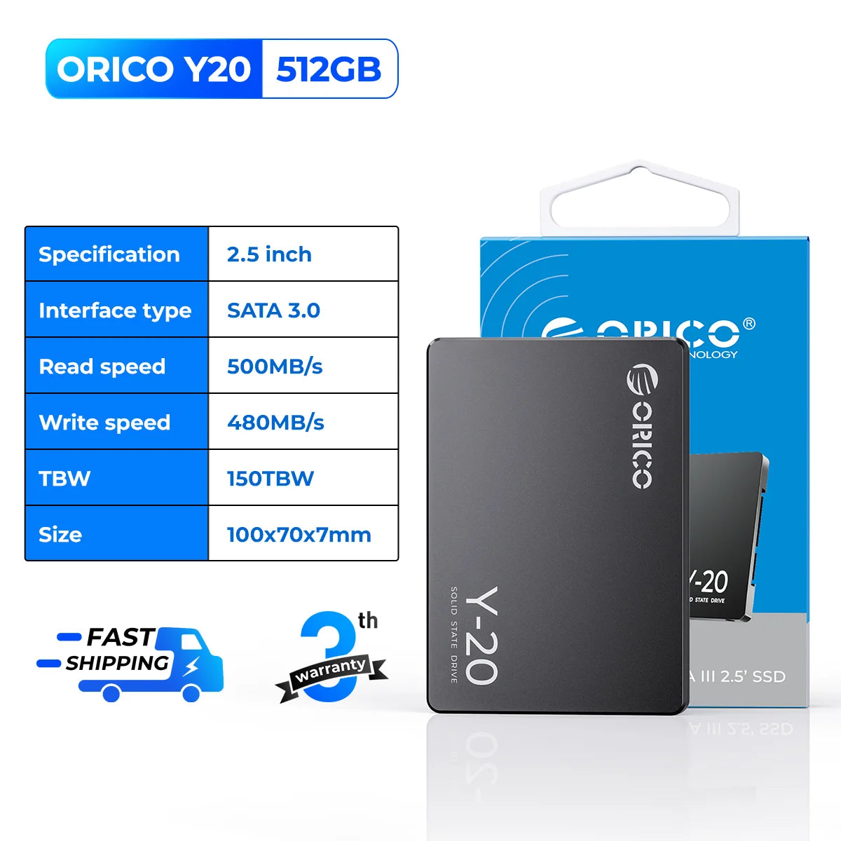ORICO Y20 SSD Internal Solid State Hard Drive SSD Design for DIY User 2.5 " SATA 3.0 128G 256G 512G 1TB High Capacity