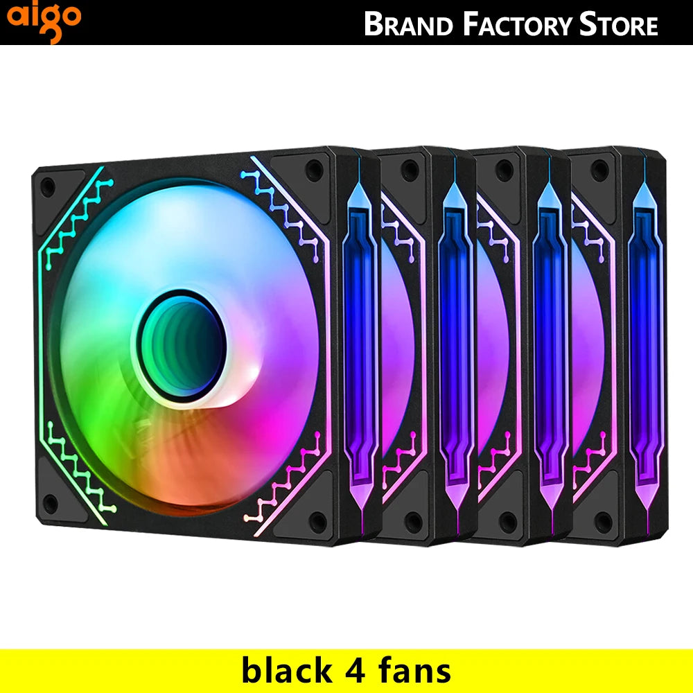 aigo Air12s PC Case Fan 12cm 4Pin 5V 3Pin ARGB Cyclic Mirror Light Effect PWM CPU 120mm Cooling Fan infinite space ventilador