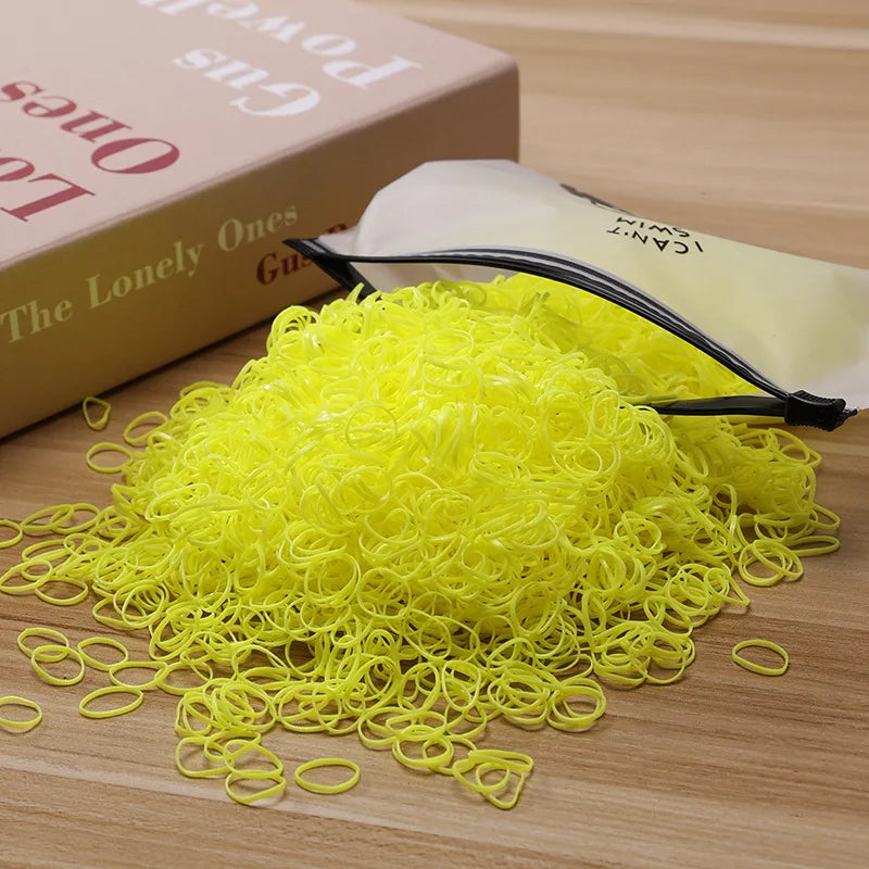 500/1000/2000pcs Girls Colourful Disposable Rubber Band Hair Ties Headband Children Ponytail Holder Bands Kids Hair Accessories