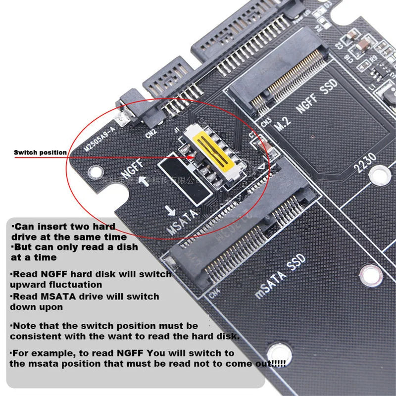 M.2 Converting Solid-state SSD to Sata3 External Hard Disk Box Ngff Msata to Serial Port Conversion Card Dual-use Two-in-One