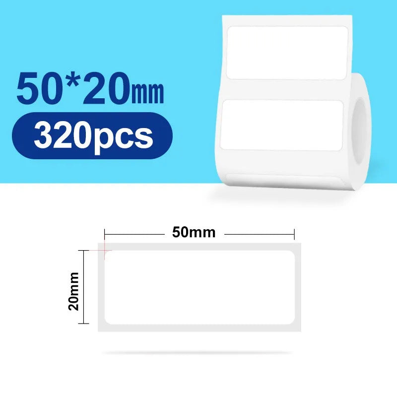 30-50mm Niimbot B21 B1 B3S Printer Label Paper Roll White Sticker Print Papers Rolls Tear-proof Water Oil-proof Adhesive