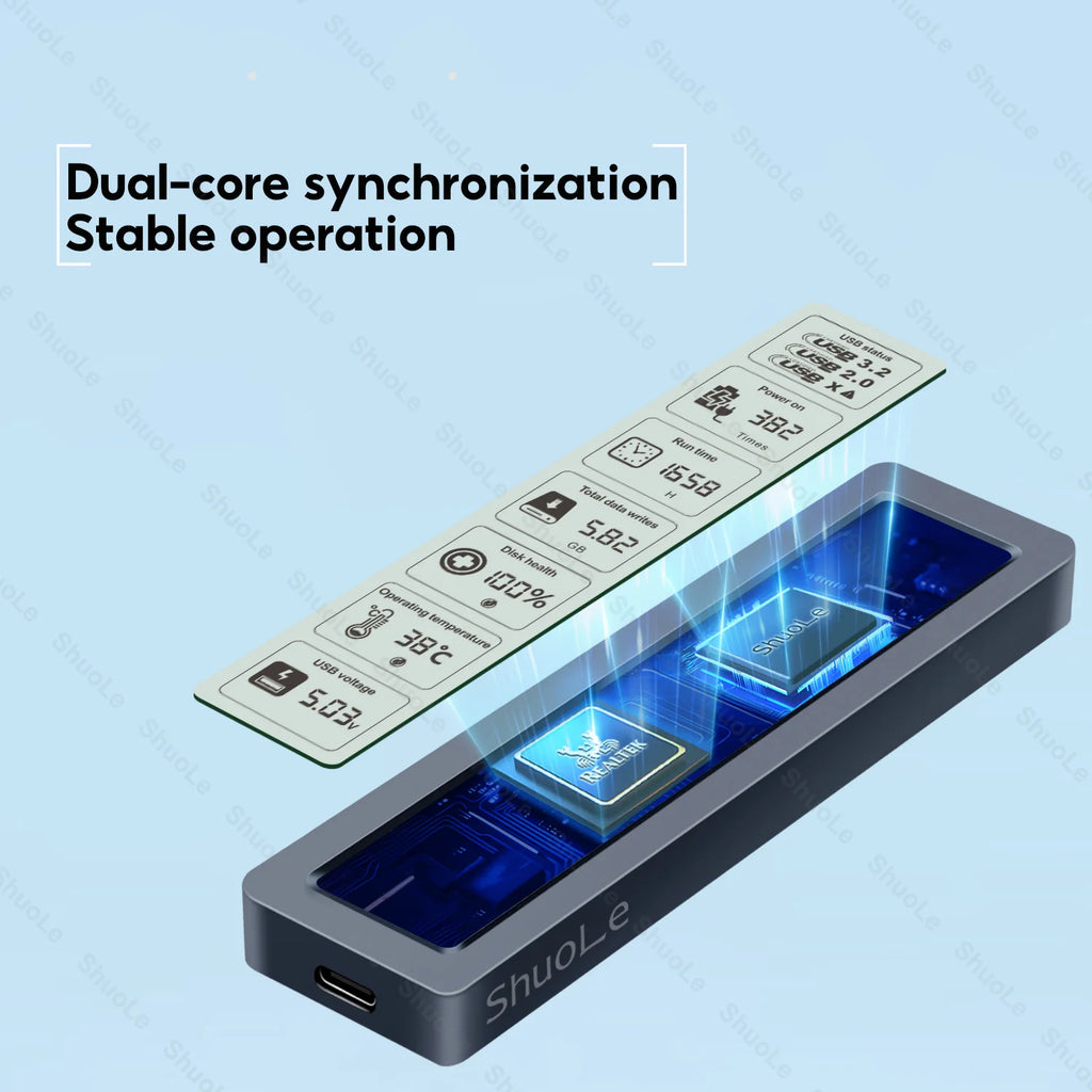 M.2 NVMe SATA SSD Enclosure Visual Smart SSD Case USB 3.2 Gen 2 10Gbps NVMe PCI-E 20Gpbs